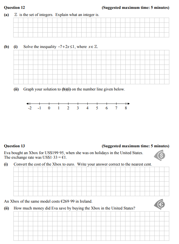 Z-is-the-set-of-integers-Junior Cycle Mathematics-Question 12-2014.png