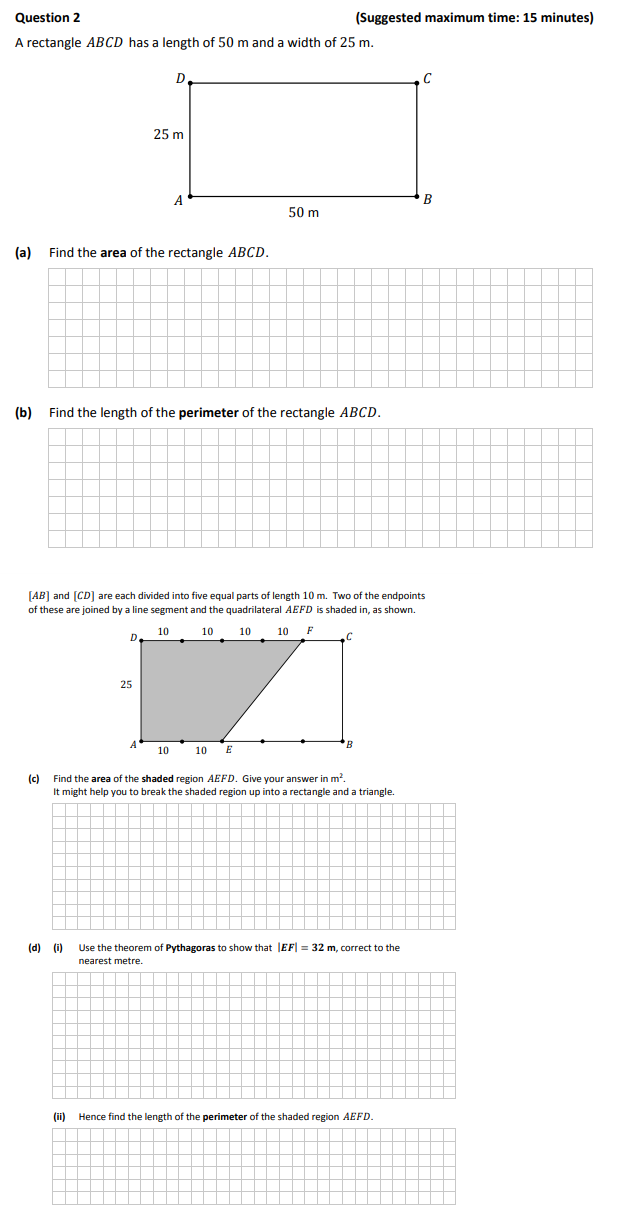 A-rectangle-ABCD-has-a-length-of-50-m-and-a-width-of-25-m-Junior Cycle Mathematics-Question 2-2017.png