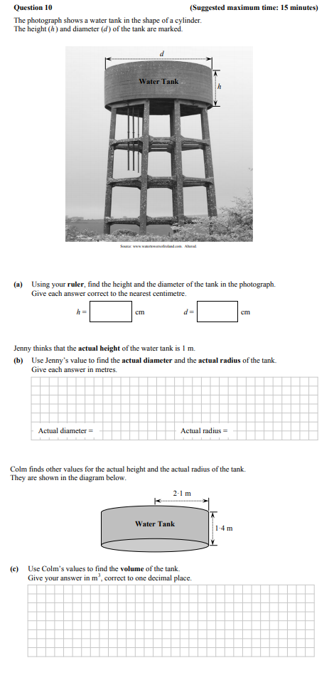 The-photograph-shows-a-water-tank-in-the-shape-of-a-cylinder-Junior Cycle Mathematics-Question 10-2015.png