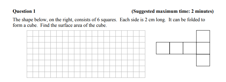 The-shape-below,-on-the-right,-consists-of-6-squares-Junior Cycle Mathematics-Question 1-2014.png