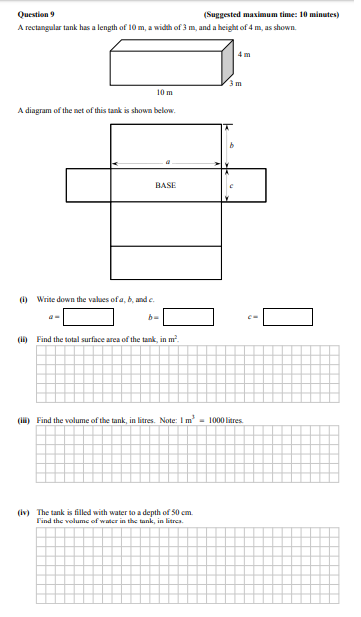 A-rectangular-tank-has-a-length-of-10-m,-a-width-of-3-m,-and-a-height-of-4-m,-as-shown-Junior Cycle Mathematics-Question 9-2014.png