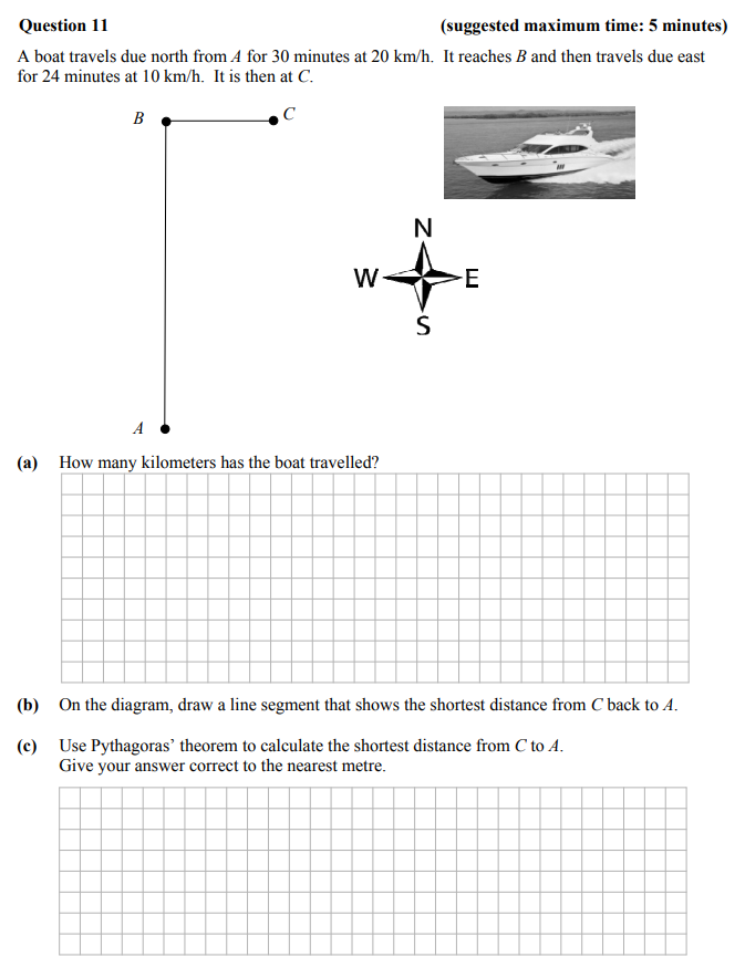 A-boat-travels-due-north-from-A-for-30-minutes-at-20-km/h-Junior Cycle Mathematics-Question 11-2012.png