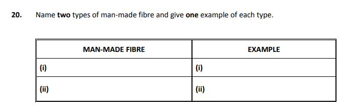 Name-two-types-of-man-made-fibre-and-give-one-example-of-each-Junior Cycle Home Economics-Question 20-2019.png