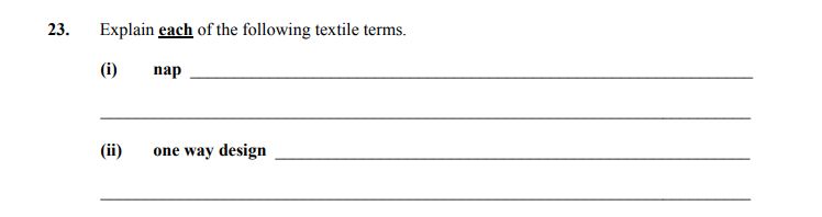 Explain-each-of-the-following-textile-terms-Junior Cycle Home Economics-Question 23-2005.png