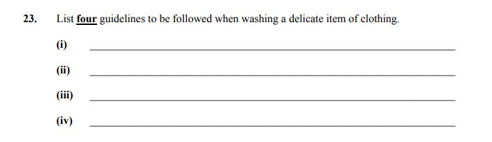 List-four-guidelines-to-be-followed-when-washing-a-delicate-item-of-clothing-Junior Cycle Home Economics-Question 23-2007.png