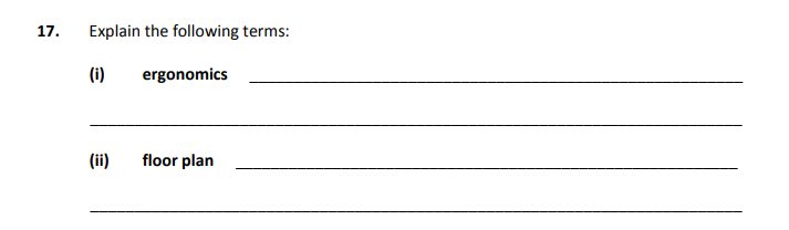 Explain-the-following-terms:--(i)-ergonomics--(ii)-floor-plan-Junior Cycle Home Economics-Question 17-2019.png