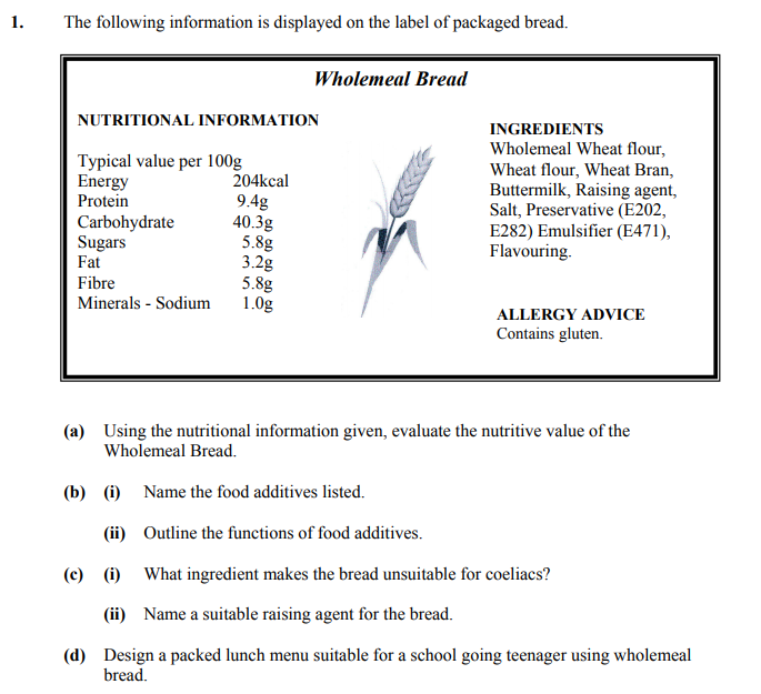 The-following-information-is-displayed-on-the-label-of-packaged-bread-Junior Cycle Home Economics-Question 1-2014.png