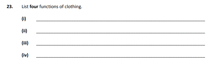 List-four-functions-of-clothing-Junior Cycle Home Economics-Question 23-2019.png
