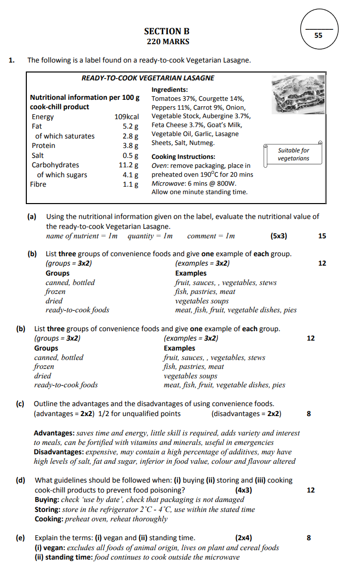 The-following-is-a-label-found-on-a-ready-to-cook-Vegetarian-Lasagne-Junior Cycle Home Economics-Question 1-2018.png