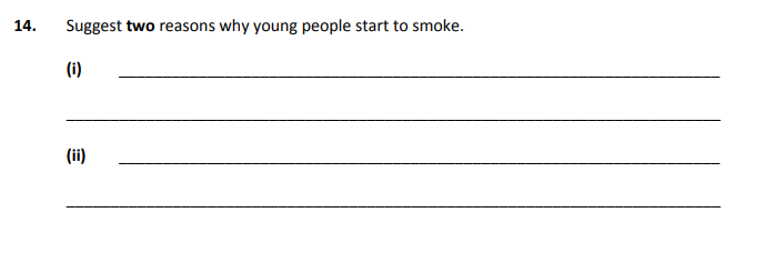 Suggest-two-reasons-why-young-people-start-to-smoke-Junior Cycle Home Economics-Question 14-2017.png