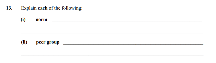 Explain-each-of-the-following:--(i)-norm---____________________--(ii)-peer-group---____________________-Junior Cycle Home Economics-Question 13-2014.png