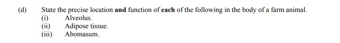 State-the-precise-location-and-function-of-each-of-the-following-in-the-body-of-a-farm-animal-Leaving Cert Agricultural Science-Question d-2012.png
