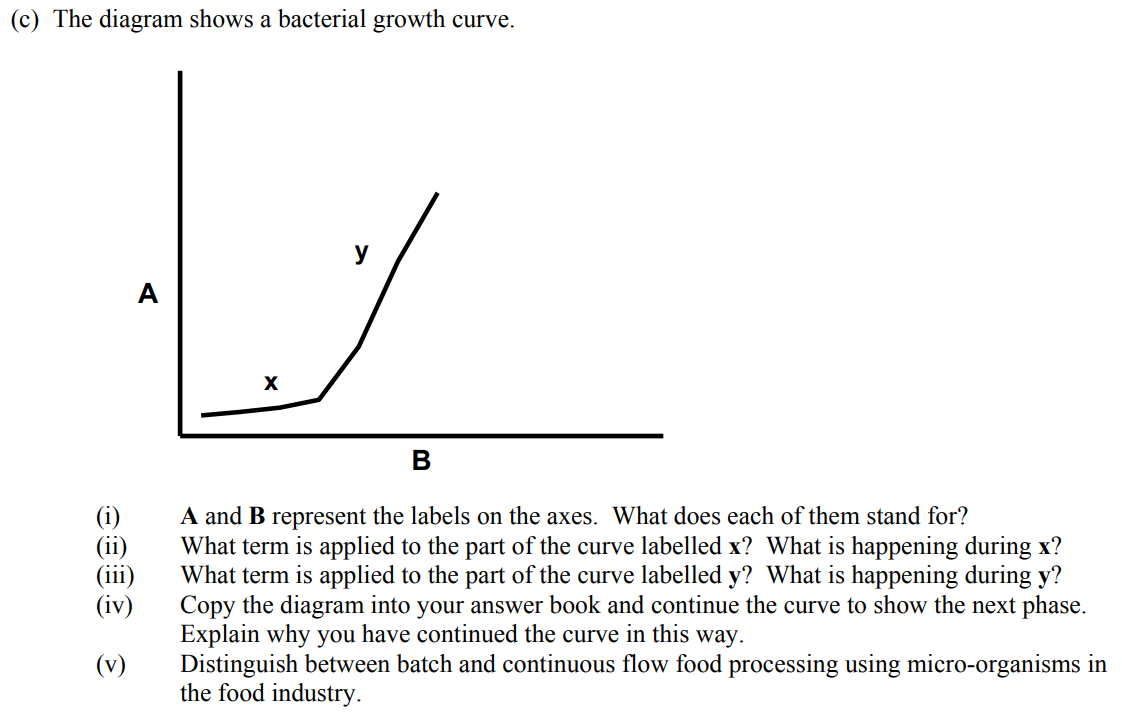 The-diagram-shows-a-bacterial-growth-curve-Leaving Cert Biology-Question c-2008.png