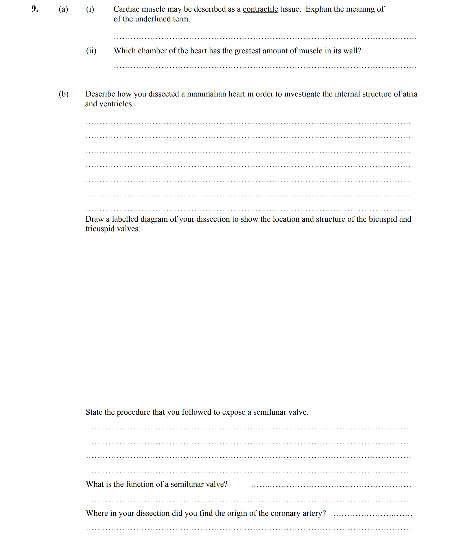 9.-(a)-(i)-Cardiac-muscle-may-be-described-as-a-**contractile**-tissue-Leaving Cert Biology-Question 9-2004.png