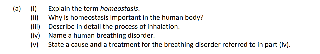(i)-Explain-the-term-homeostasis-Leaving Cert Biology-Question a-2017.png
