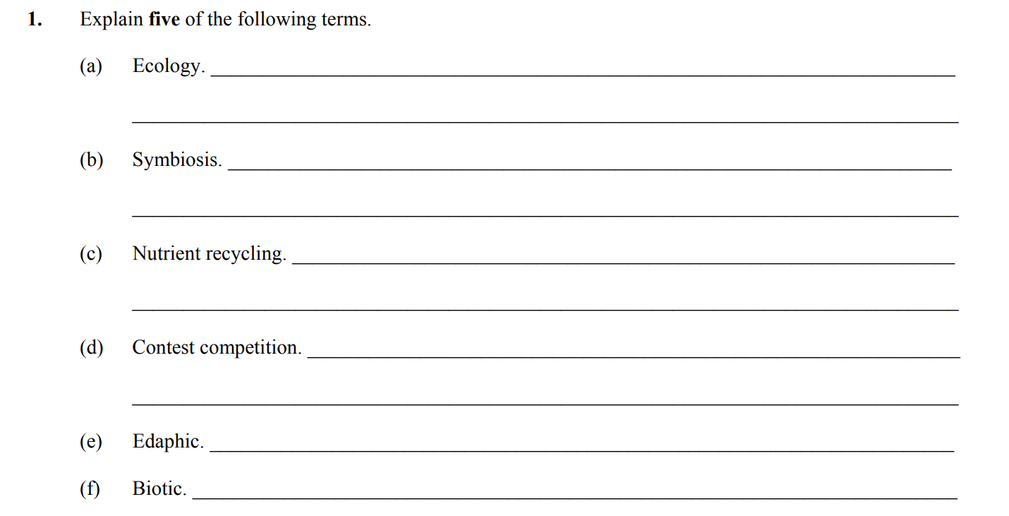 Explain-five-of-the-following-terms-Leaving Cert Biology-Question 1-2016.png