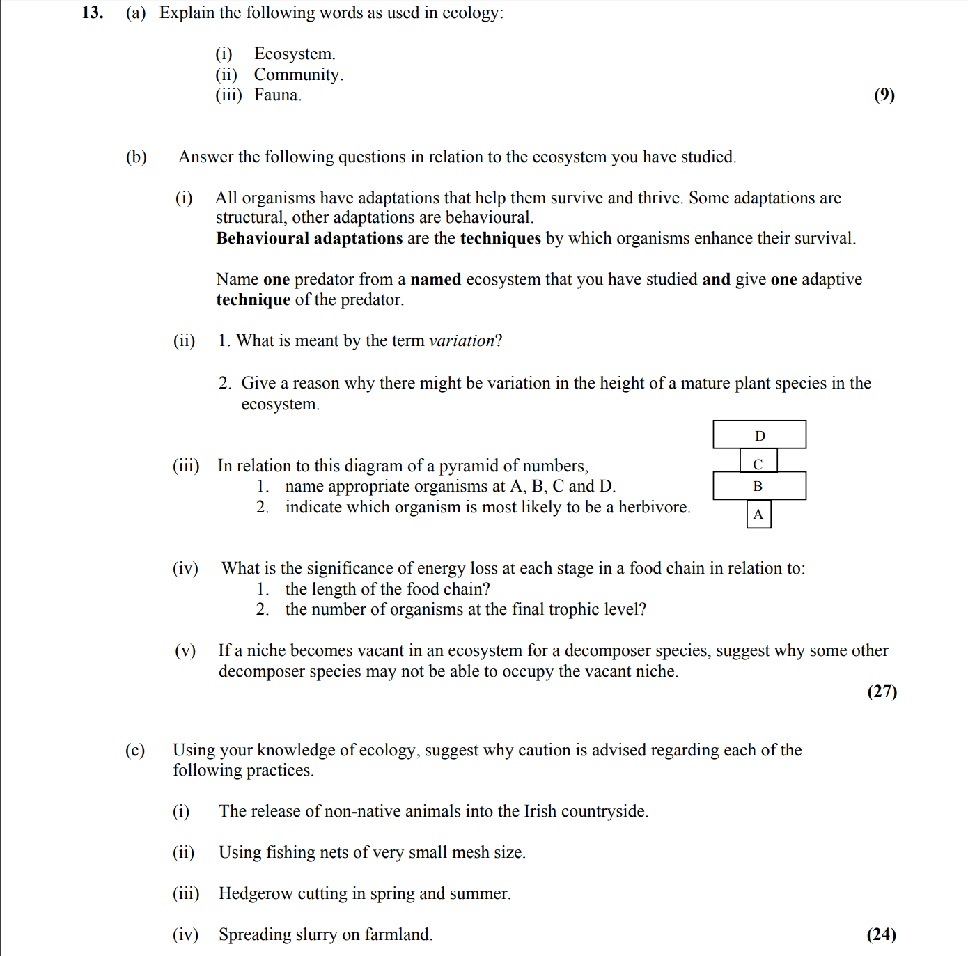 Explain-the-following-words-as-used-in-ecology:--(i)-Ecosystem-Leaving Cert Biology-Question 13-2015.png