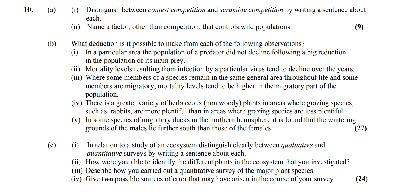 10.-(a)-Distinguish-between-contest-competition-and-scramble-competition-by-writing-a-sentence-about-each-Leaving Cert Biology-Question 10-2011.png
