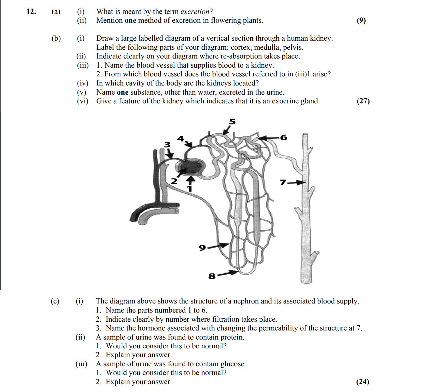12.-(a)-What-is-meant-by-the-term-excretion?---(b)-Mention-one-method-of-excretion-in-flowering-plants-Leaving Cert Biology-Question 12-2011.png