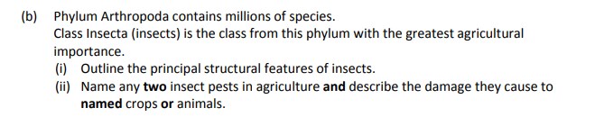 Phylum-Arthropoda-contains-millions-of-species-Leaving Cert Agricultural Science-Question b-2017.png