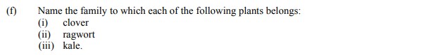 Name-the-family-to-which-each-of-the-following-plants-belongs:--(i)-clover-(ii)-ragwort-(iii)-kale.-Leaving Cert Agricultural Science-Question f-2010.png