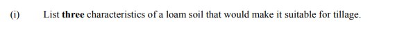 List-three-characteristics-of-a-loam-soil-that-would-make-it-suitable-for-tillage.-Leaving Cert Agricultural Science-Question i-2007.png