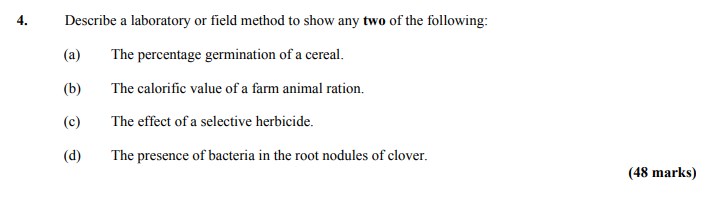Describe-a-laboratory-or-field-method-to-show-any-two-of-the-following:--(a)-The-percentage-germination-of-a-cereal-Leaving Cert Agricultural Science-Question 4-2009.png