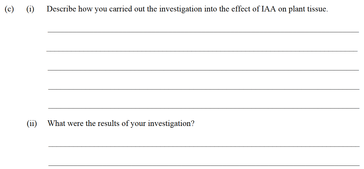 Describe-how-you-carried-out-the-investigation-into-the-effect-of-IAA-on-plant-tissue-Leaving Cert Biology-Question c-2015.png