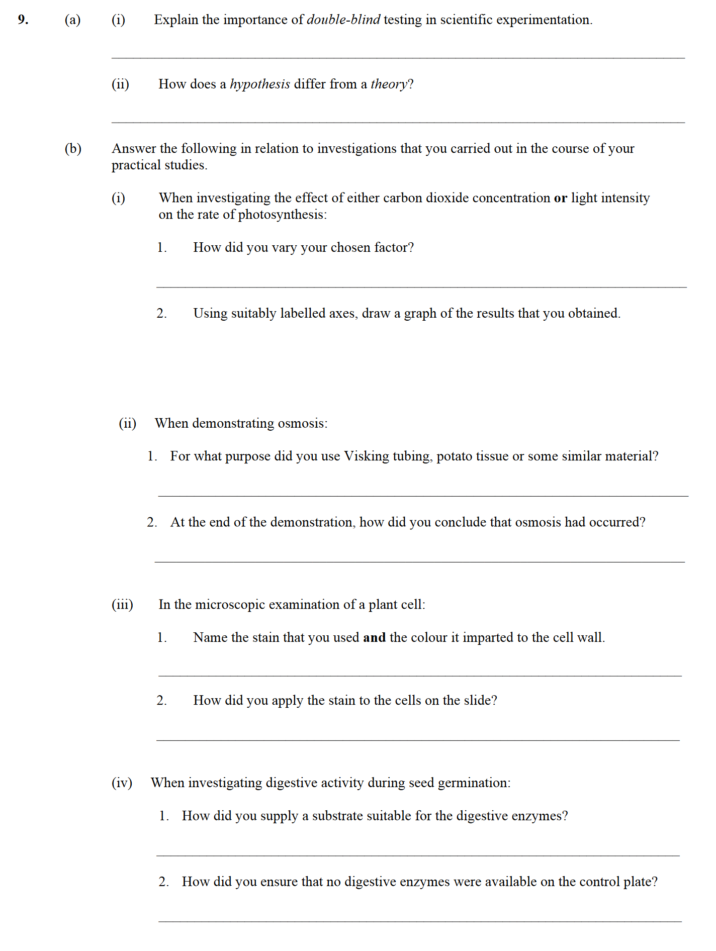 9.-(a)-(i)-Explain-the-importance-of-double-blind-testing-in-scientific-experimentation-Leaving Cert Biology-Question 9-2013.png