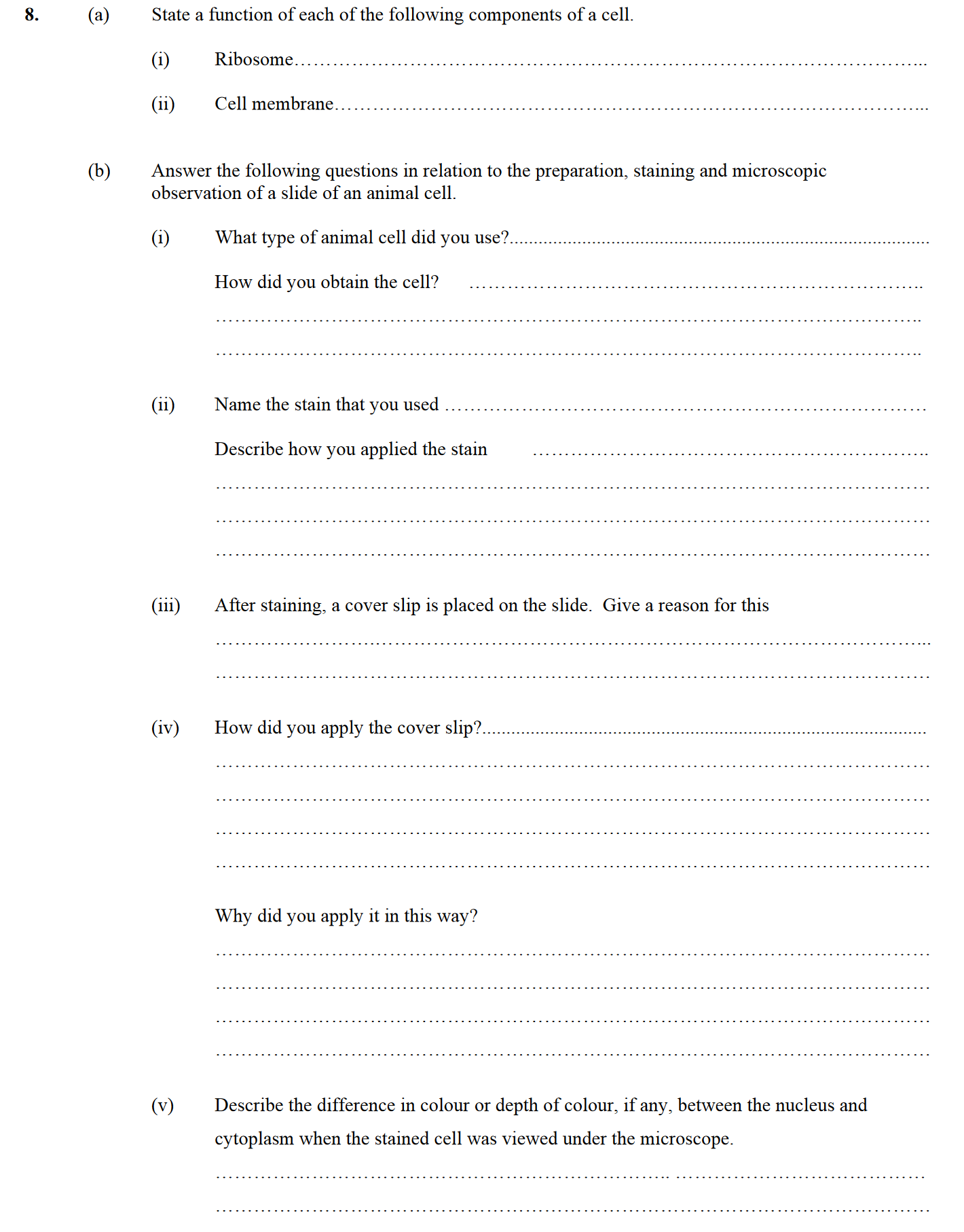State-a-function-of-each-of-the-following-components-of-a-cell-Leaving Cert Biology-Question 8-2006.png