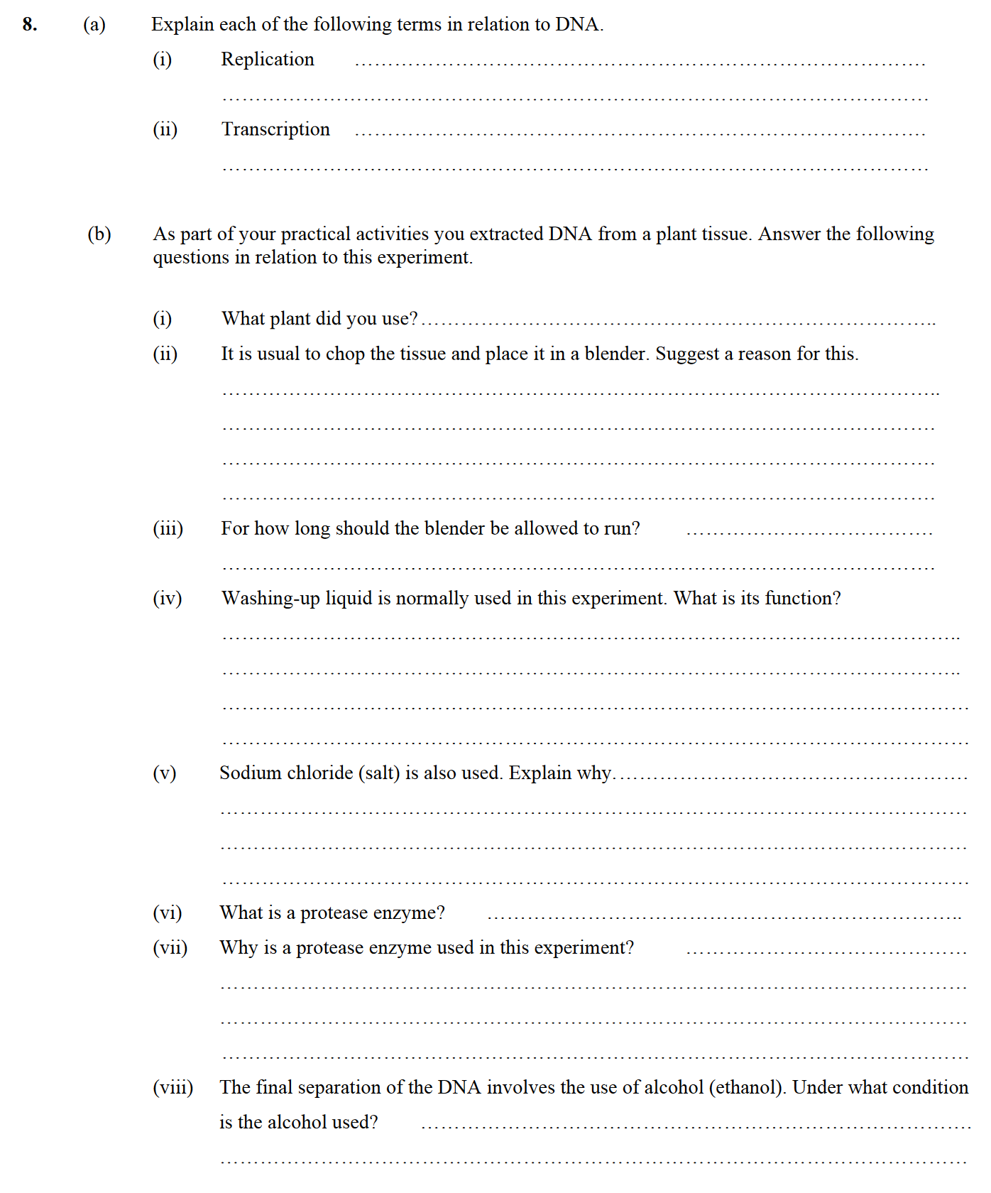 8.-Explain-each-of-the-following-terms-in-relation-to-DNA-Leaving Cert Biology-Question 8-2005.png