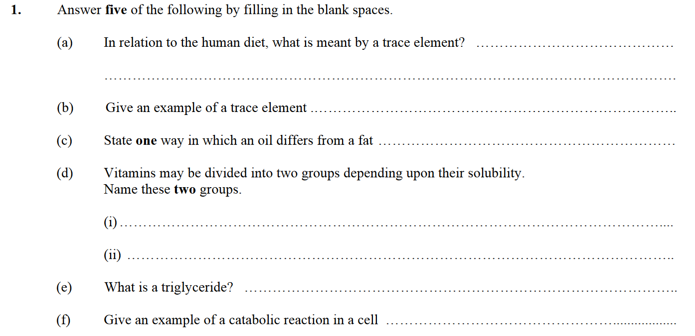 Answer-five-of-the-following-by-filling-in-the-blank-spaces-Leaving Cert Biology-Question 1-2010.png
