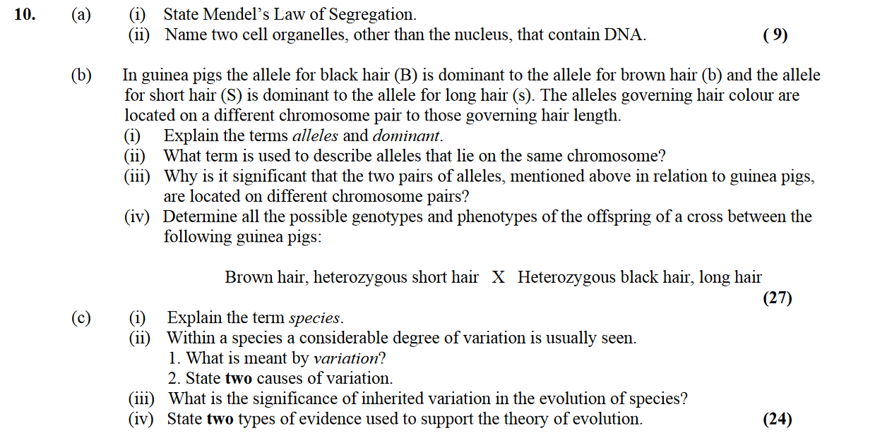 (a)-(i)-State-Mendel’s-Law-of-Segregation-Leaving Cert Biology-Question 10-2009.png