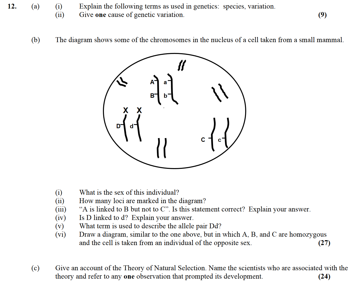 12.-(a)-(i)-Explain-the-following-terms-as-used-in-genetics:-species,-variation-Leaving Cert Biology-Question 12-2006.png