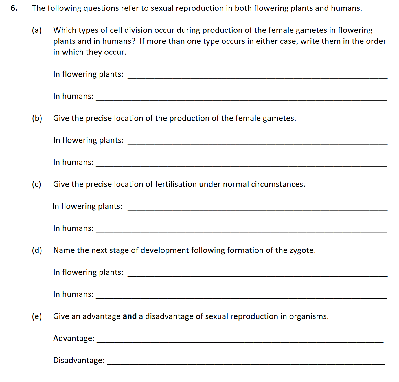 The-following-questions-refer-to-sexual-reproduction-in-both-flowering-plants-and-humans-Leaving Cert Biology-Question 6-2017.png