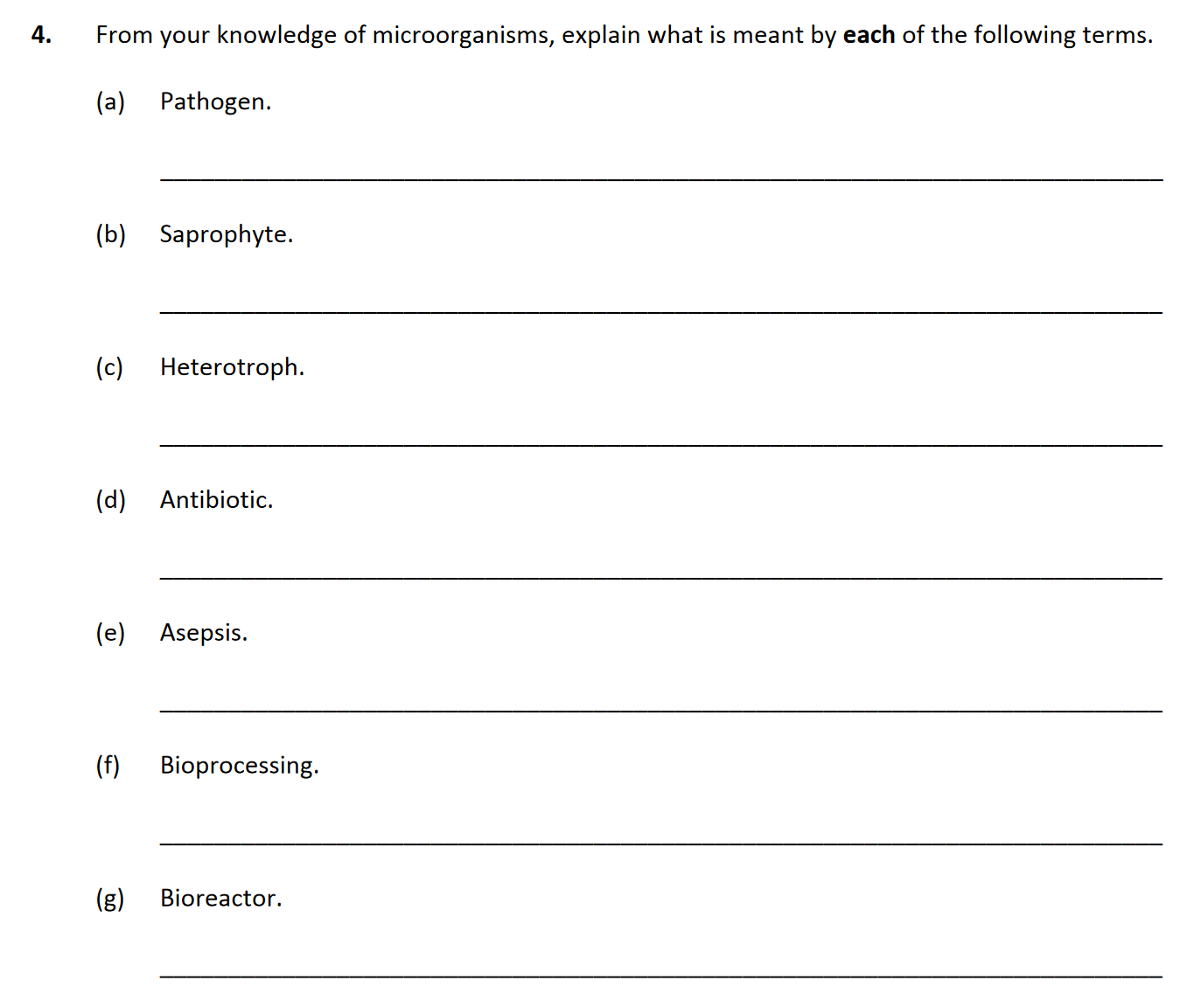 From-your-knowledge-of-microorganisms,-explain-what-is-meant-by-each-of-the-following-terms-Leaving Cert Biology-Question 4-2017.png