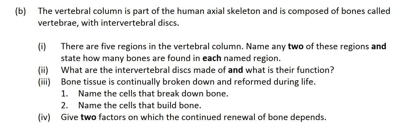 The-vertebral-column-is-part-of-the-human-axial-skeleton-and-is-composed-of-bones-called-vertebrae,-with-intervertebral-discs-Leaving Cert Biology-Question 15-2017.png