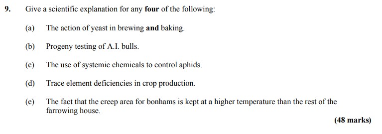 Give-a-scientific-explanation-for-any-four-of-the-following:--(a)-The-action-of-yeast-in-brewing-and-baking-Leaving Cert Agricultural Science-Question 9-2011.png