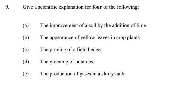 Give-a-scientific-explanation-for-four-of-the-following:--(a)-The-improvement-of-a-soil-by-the-addition-of-lime-Leaving Cert Agricultural Science-Question 9-2008.png