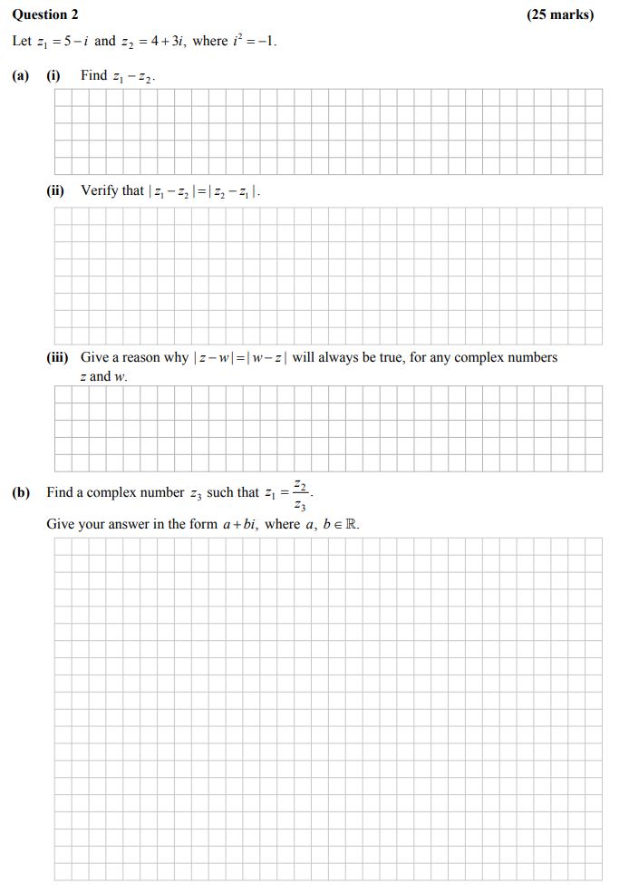 Let-$z_1-=-5---i$-and-$z_2-=-4-+-3i$,-where-$i^2-=--1$-Leaving Cert Mathematics-Question 2-2014.png