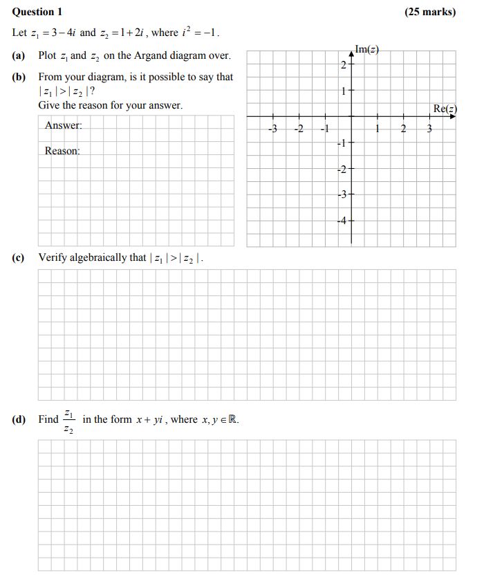 Let-z₁-=-3---4i-and-z₂-=-1-+-2i,-where-i²-=--1-Leaving Cert Mathematics-Question 1-2013.png
