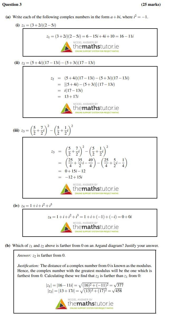 (a)-Write-each-of-the-following-complex-numbers-in-the-form-$a-+-bi$,-where-$i^2-=--1$-Leaving Cert Mathematics-Question 3-2013.png