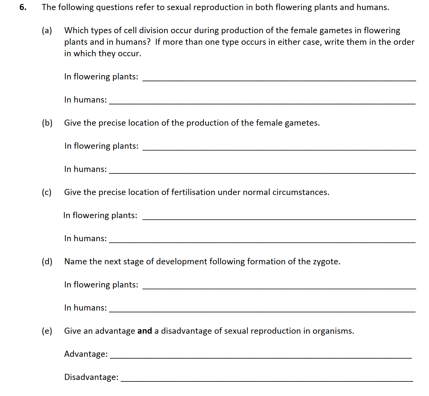 The-following-questions-refer-to-sexual-reproduction-in-both-flowering-plants-and-humans-Leaving Cert Biology-Question 6-2017.png