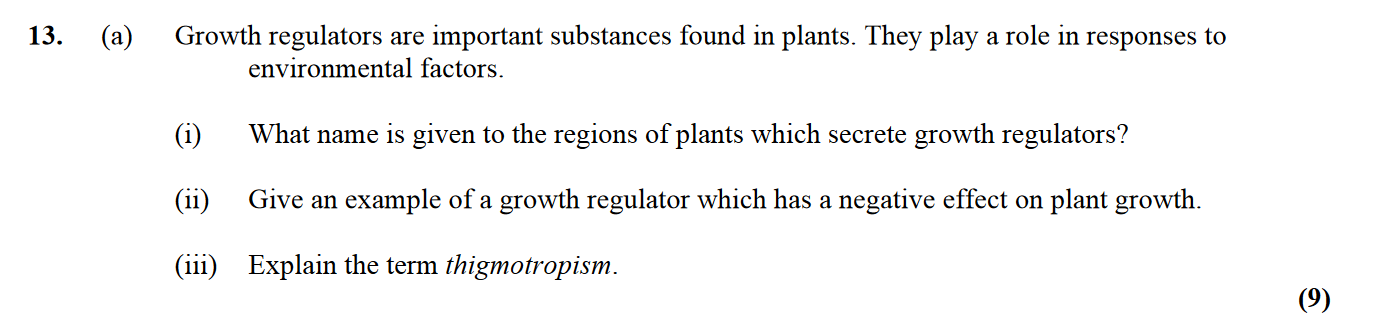 Growth-regulators-are-important-substances-found-in-plants-Leaving Cert Biology-Question 13-2016.png