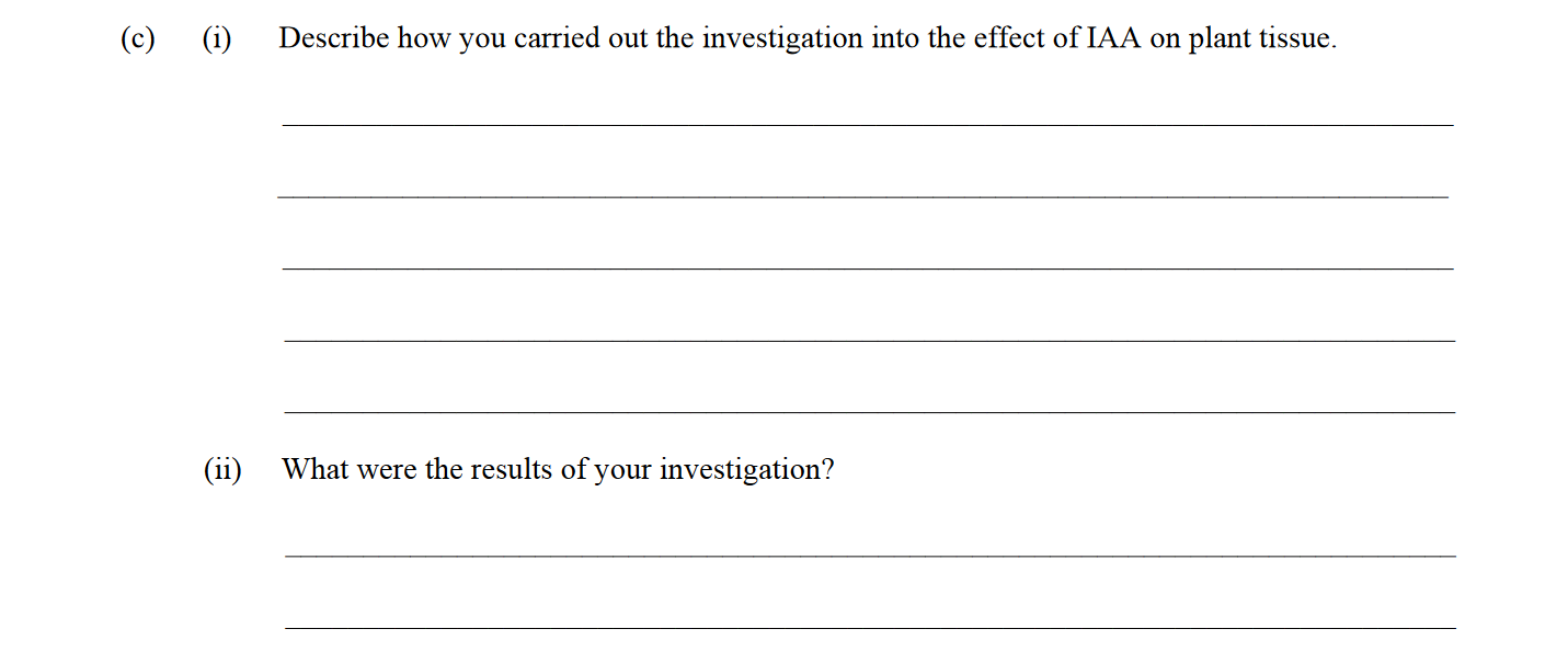 Describe-how-you-carried-out-the-investigation-into-the-effect-of-IAA-on-plant-tissue-Leaving Cert Biology-Question c-2015.png