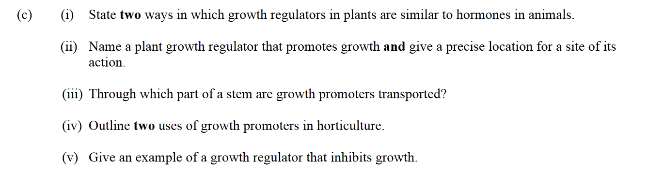 State-two-ways-in-which-growth-regulators-in-plants-are-similar-to-hormones-in-animals-Leaving Cert Biology-Question c-2013.png