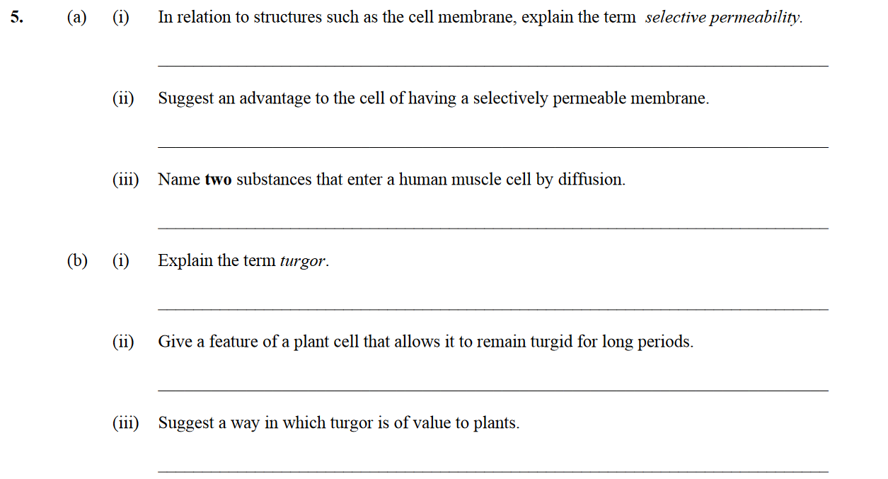 In-relation-to-structures-such-as-the-cell-membrane,-explain-the-term-**selective-permeability**-Leaving Cert Biology-Question 5.-2013.png