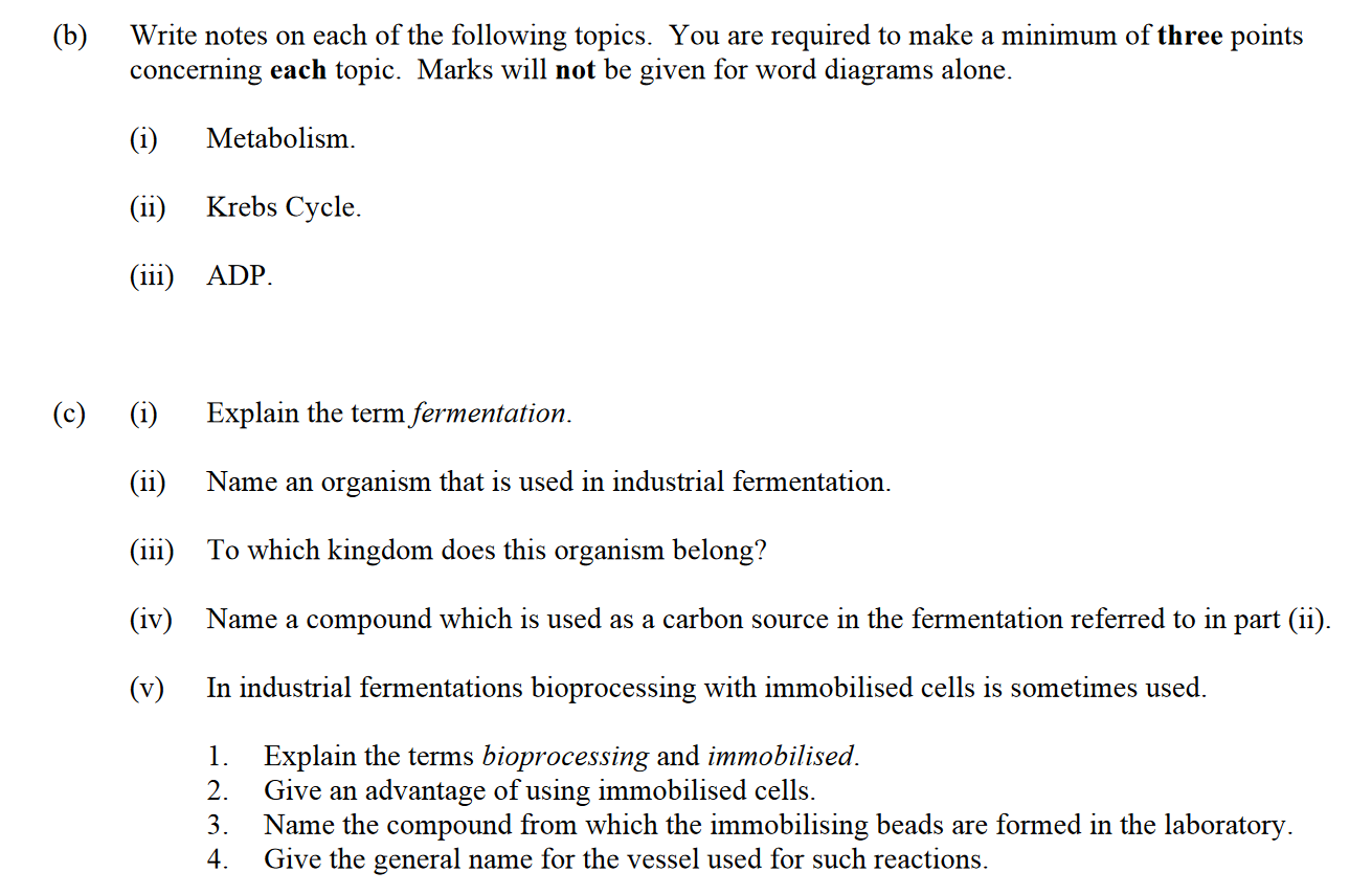 Write-notes-on-each-of-the-following-topics-Leaving Cert Biology-Question 14-2013.png