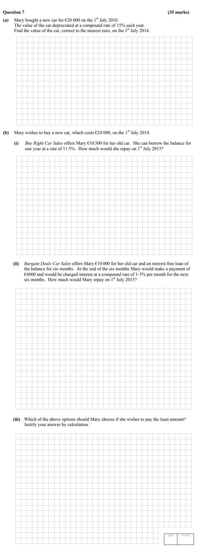 Mary-bought-a-new-car-for-€20-000-on-the-1st-July-2010-Leaving Cert Mathematics-Question 7-2014.png