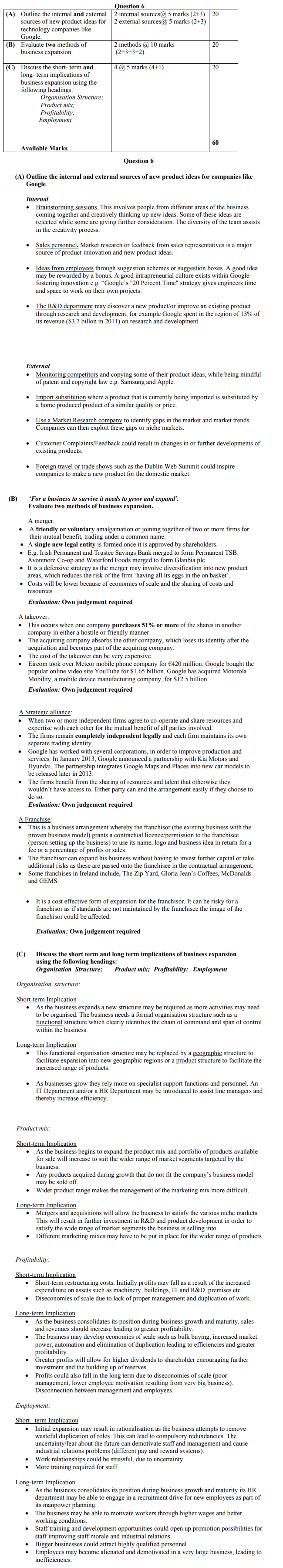 A)-Outline-the-internal-and-external-sources-of-new-product-ideas-for-companies-like-Google-Leaving Cert Business-Question 6-2013.png